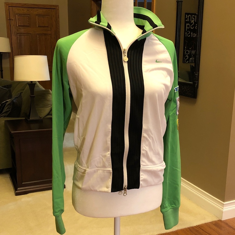 Nike Green and White Jacket with Patches